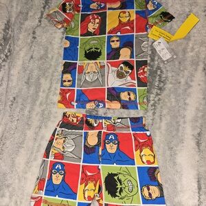 Colorful Superhero Graphic Pajama Set